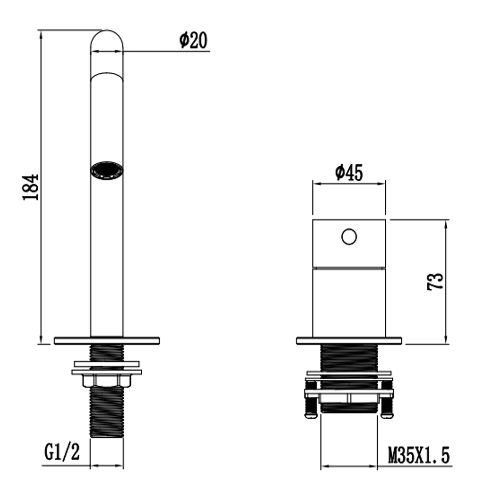 Duten mitigeur monocommande, inox brossé