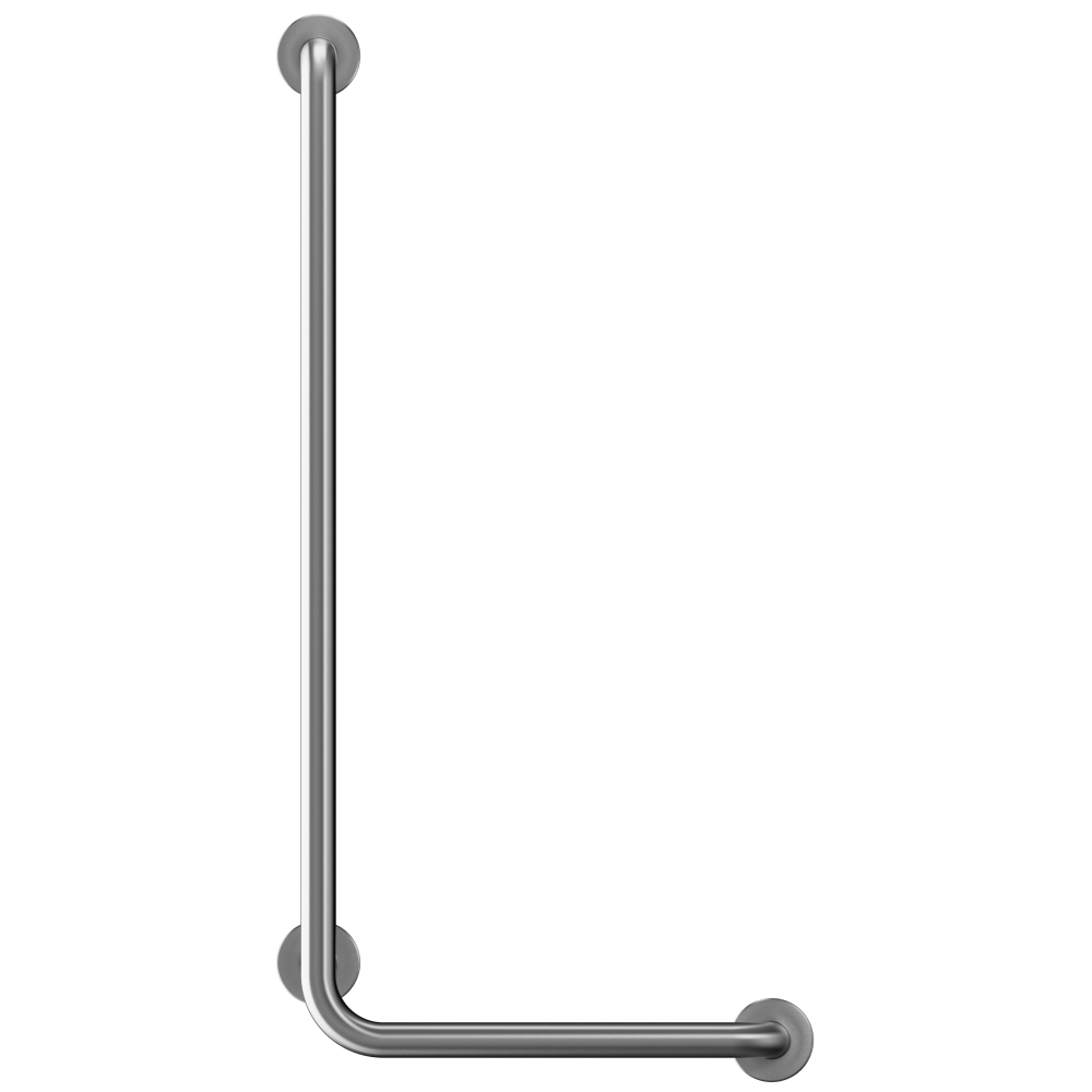 Duten barre coudée 90° 450/1200mm avec support douchette, inox brossé