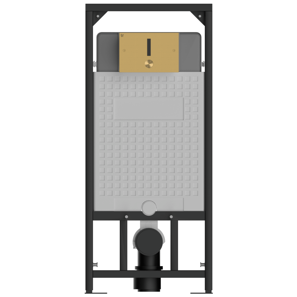 Duten bâti support avec chasse WC électronique, plaque laiton brossé